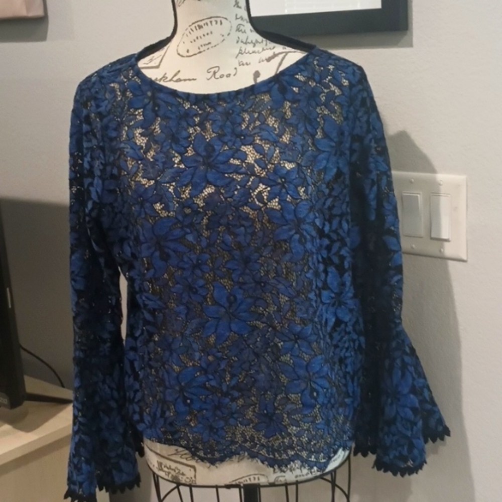 Beautiful Royal blue lace top. Xl, look really pretty over a camisole.Karen Kane